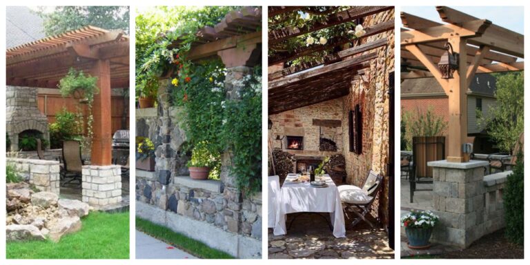 Zahradní kamenná pergola – inspirace, fotogalerie